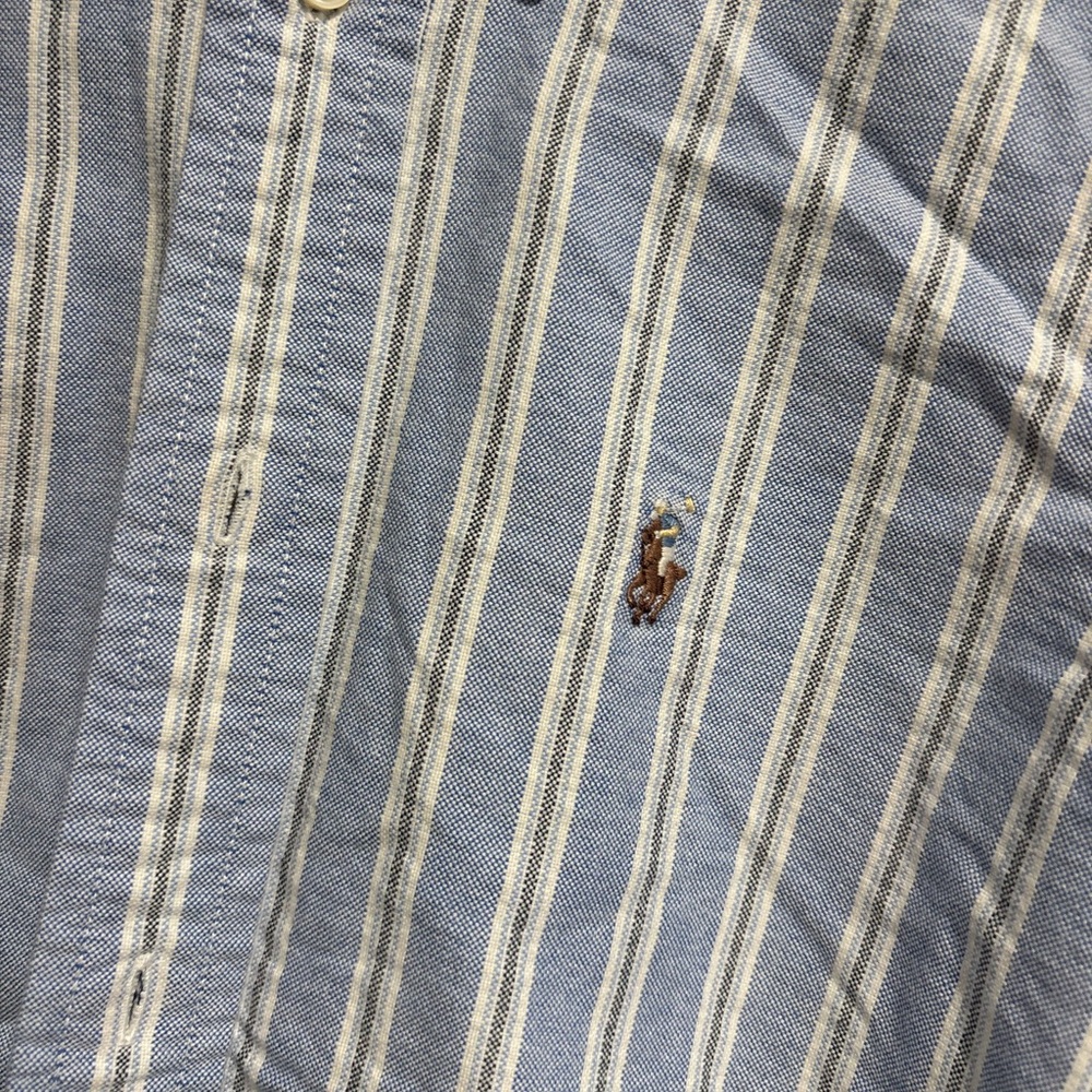 Ralph Lauren Kids Blue and White Striped Button Down Shirt - Picture 2 of 3